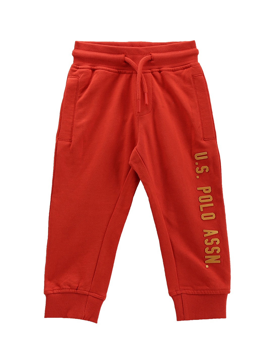 

U.S. Polo Assn. Kids Boys Brand Logo Printed Pure Cotton Joggers, Orange