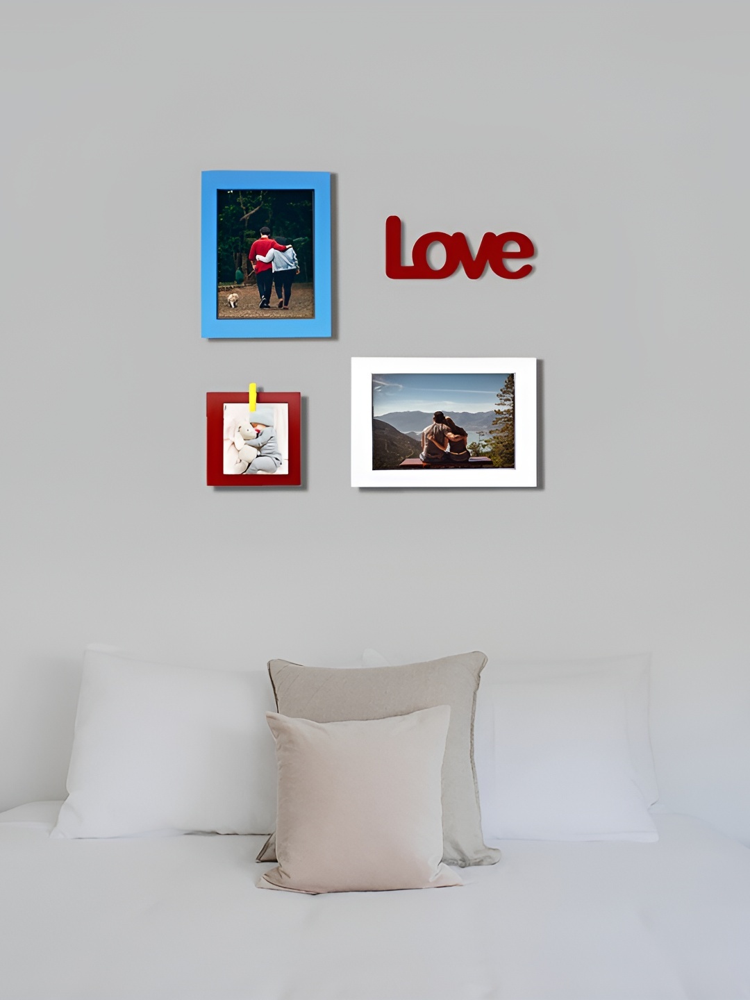 

VAH Kya Bat Hai !! White and Blue 4 Pieces Wooden Wall Photo Frames
