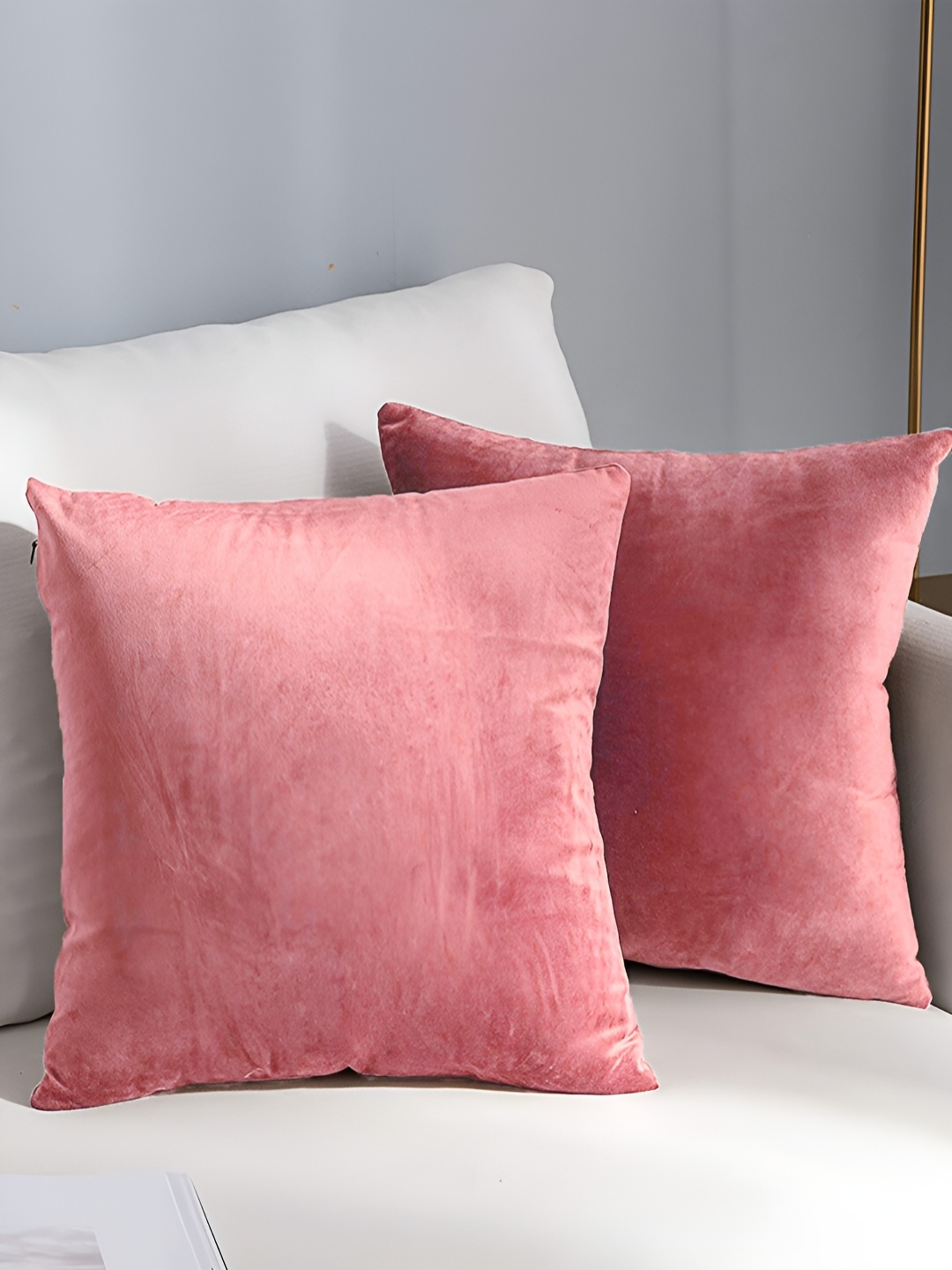 

AEROHAVEN Pink 2 Pieces Reversible Velvet Square Cushion Covers