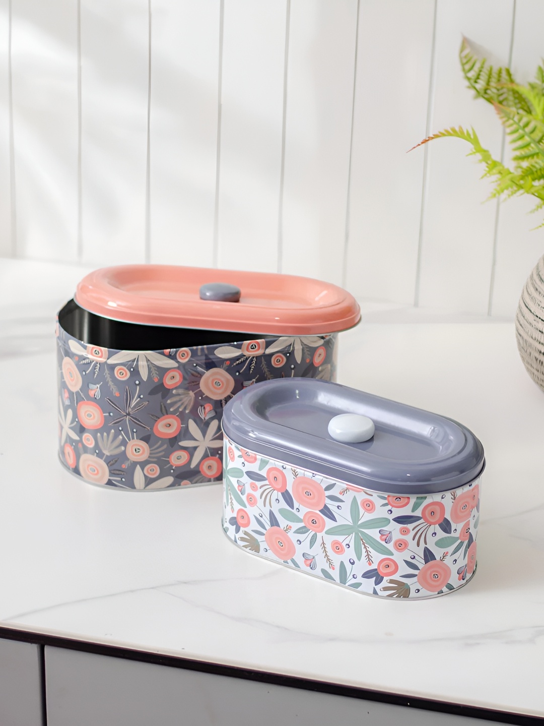 

THEDECORKART Multicoloured Metal Food Container, Multi
