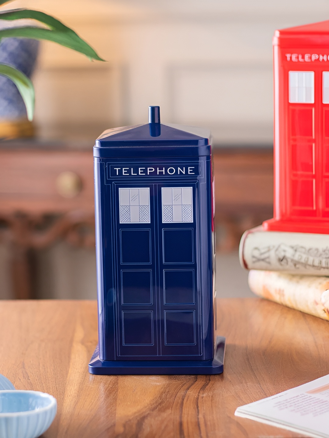 

THEDECORKART Blue & Red 2 Pieces Metal Food Containers