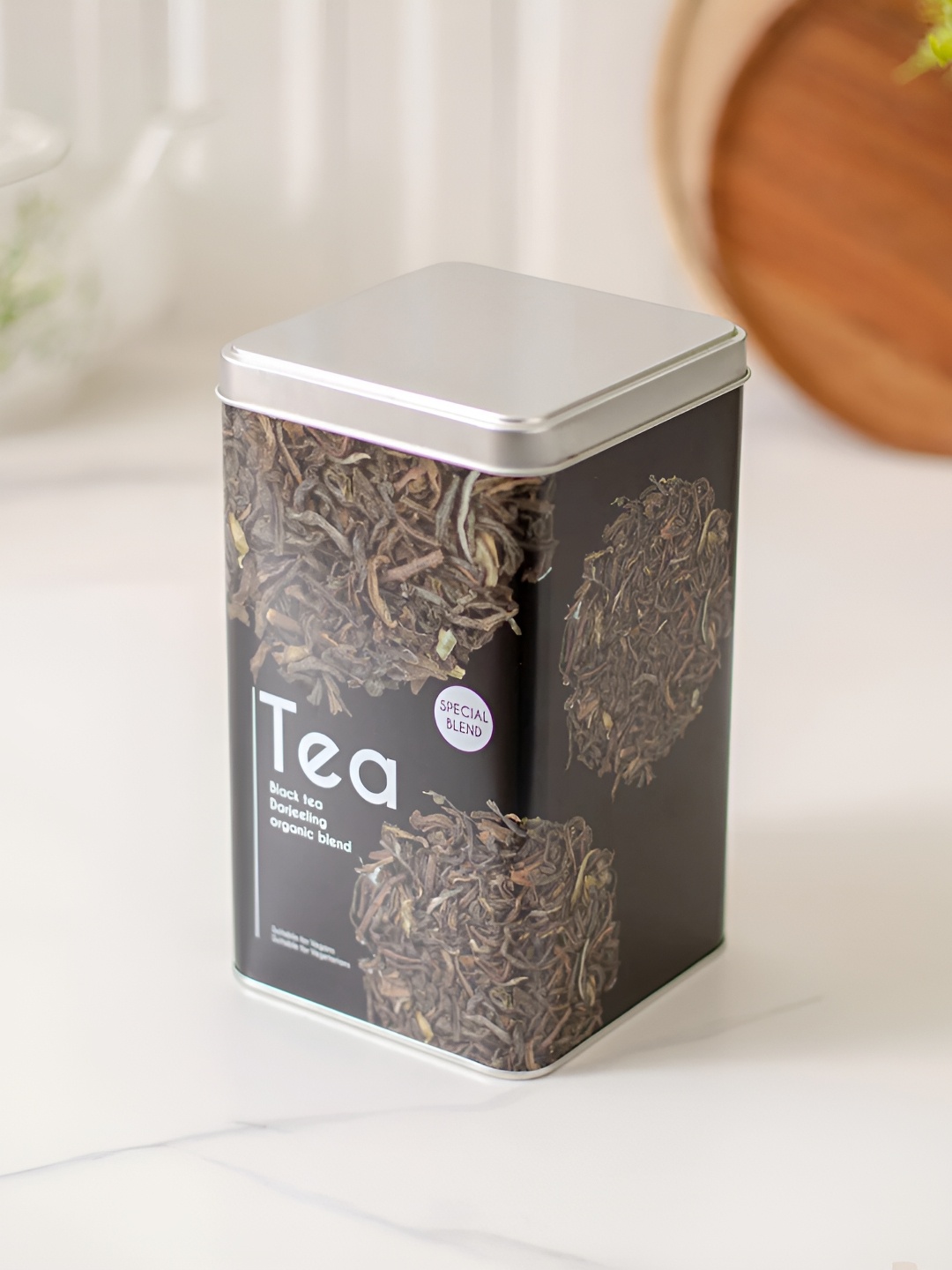 

THEDECORKART Silver-Toned & Black Metal Food Container