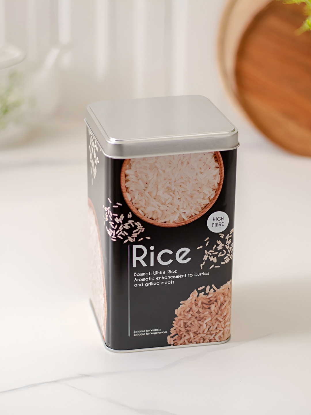 

THEDECORKART Black & White Metal Food Container