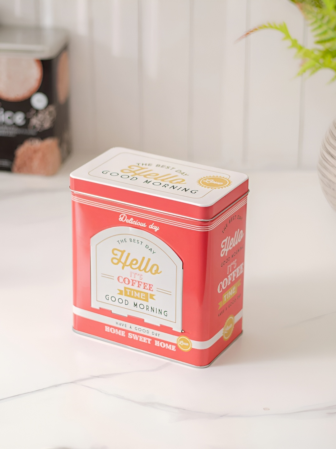 

THEDECORKART Pink and White Metal Food Container