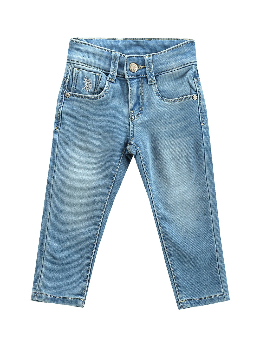 

U.S. Polo Assn. Kids Boys Classic Slim Fit Light Fade Stretchable Jeans, Blue