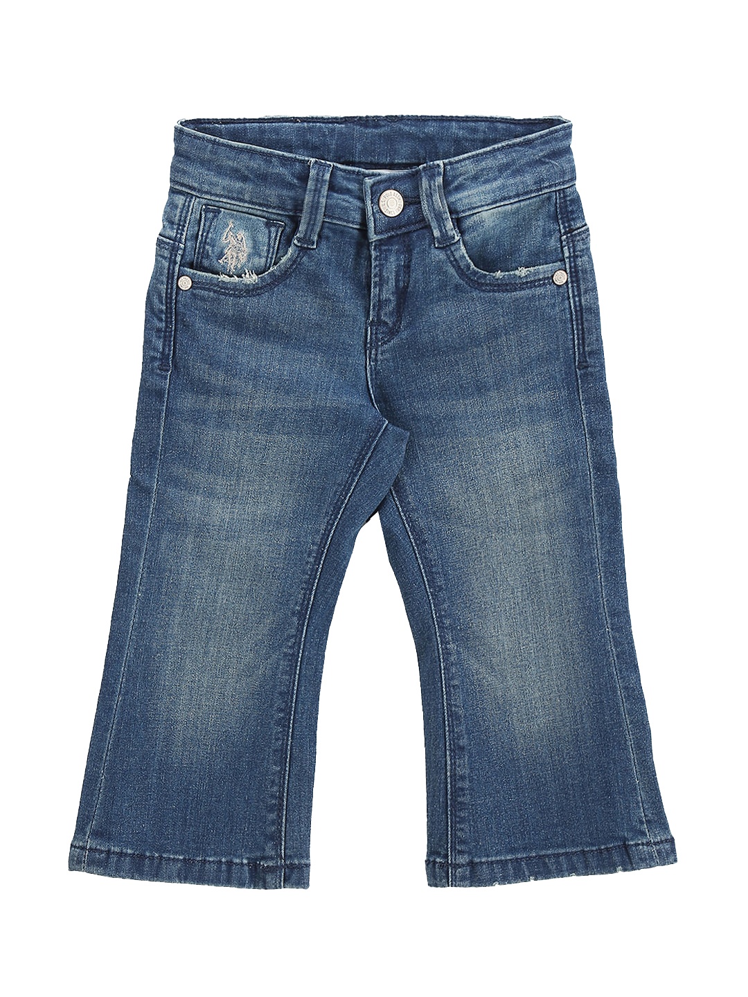 

U.S. Polo Assn. Kids Boys Classic Bootcut Clean Look Light Fade Stretchable Jeans, Blue