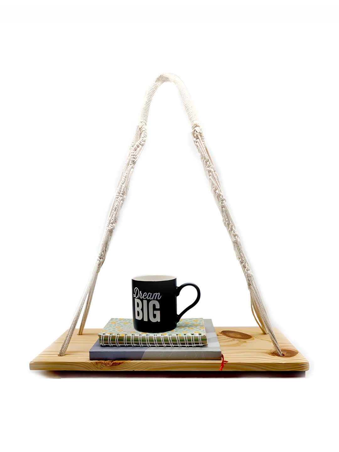 

VAH Kya Bat Hai !! Brown Macrame Wooden Hanging Wall Shelf
