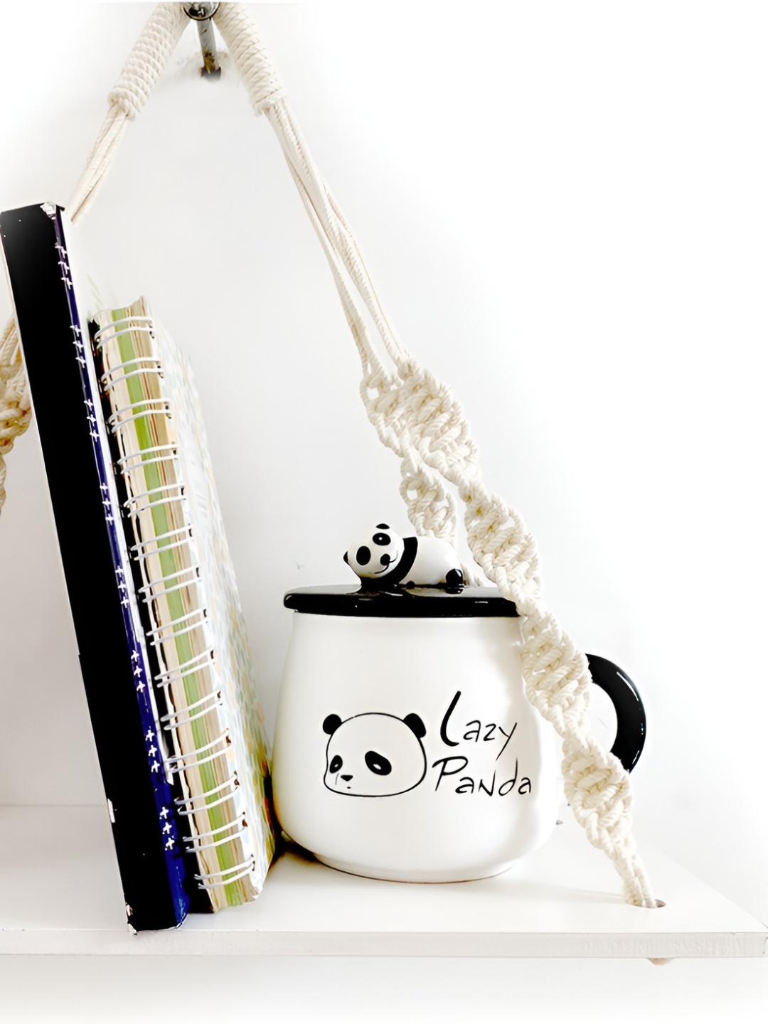 

VAH Kya Bat Hai !! Wood Rope Wall Plant Shelves, White