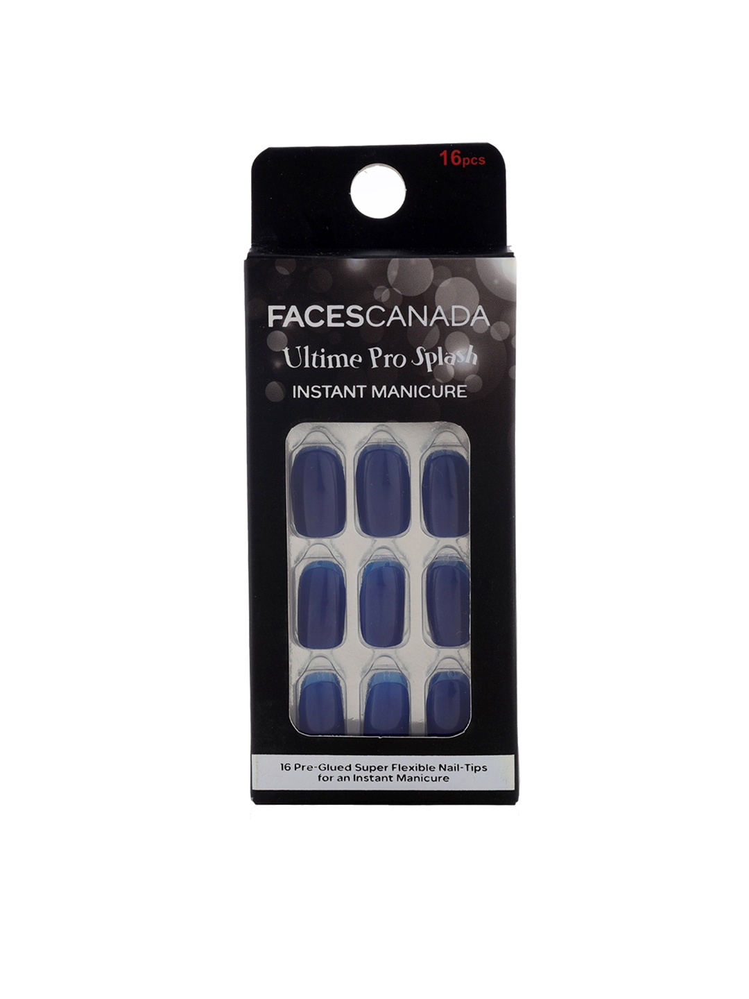 

FACES CANADA Ultime Pro Splash Instant Manicure Press On Nail Extensions - 16Pcs -Midnight, Blue