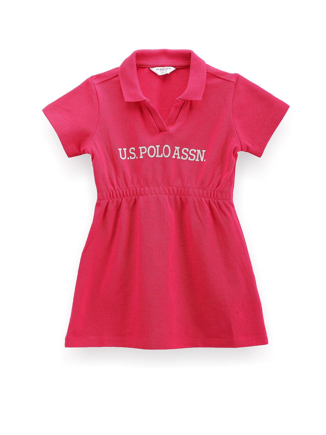 

U.S. Polo Assn. Kids Girls Brand Logo Printed Pure Cotton T-shirt Dress, Pink