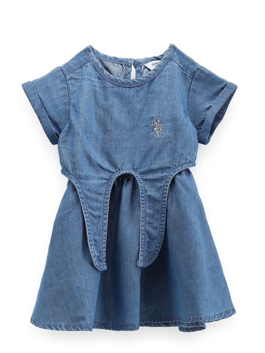 

U.S. Polo Assn. Kids Girls Pure Cotton Fit & Flare Dress, Blue