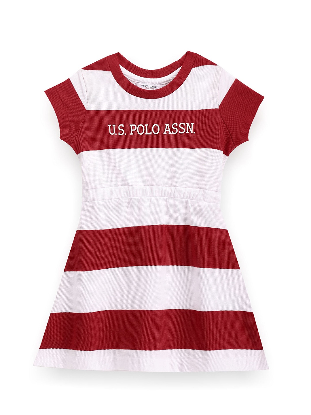 

U.S. Polo Assn. Kids Girls Striped A-Line Cotton Dress, Red