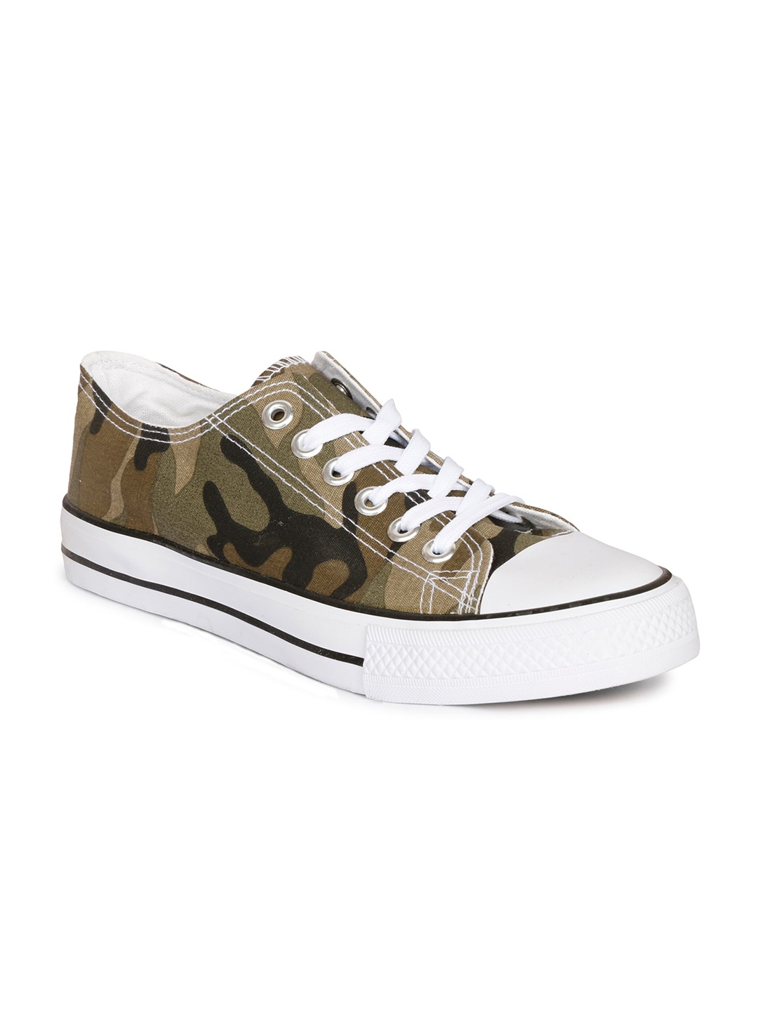 

MOZAFIA Men Camouflage Printed Canvas Lace-up Casual Low Top Sneakers, Olive