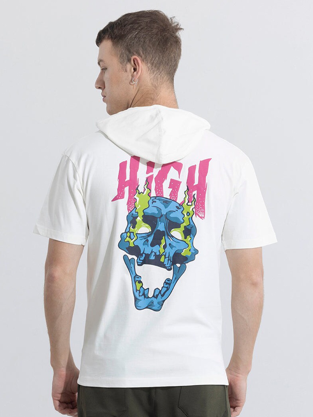 

Snitch Graphic Printed Hooded Cotton T-shirt, White