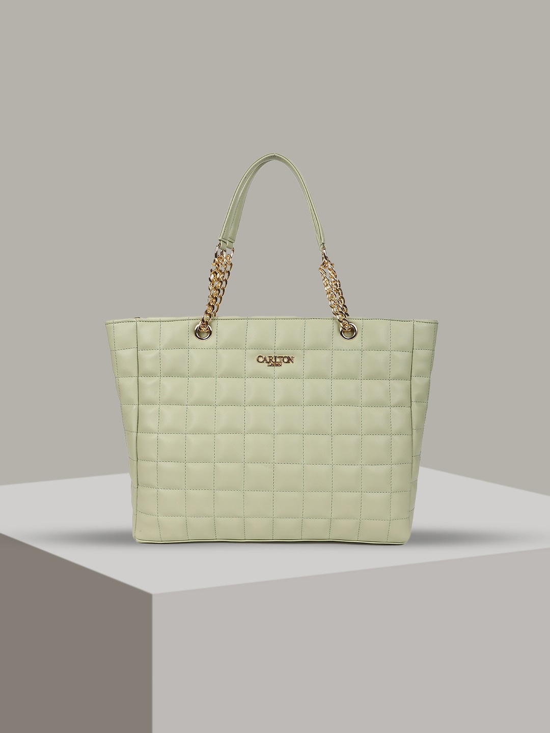 

Carlton London Textured Structured Handheld Bag with Quilted, Grey