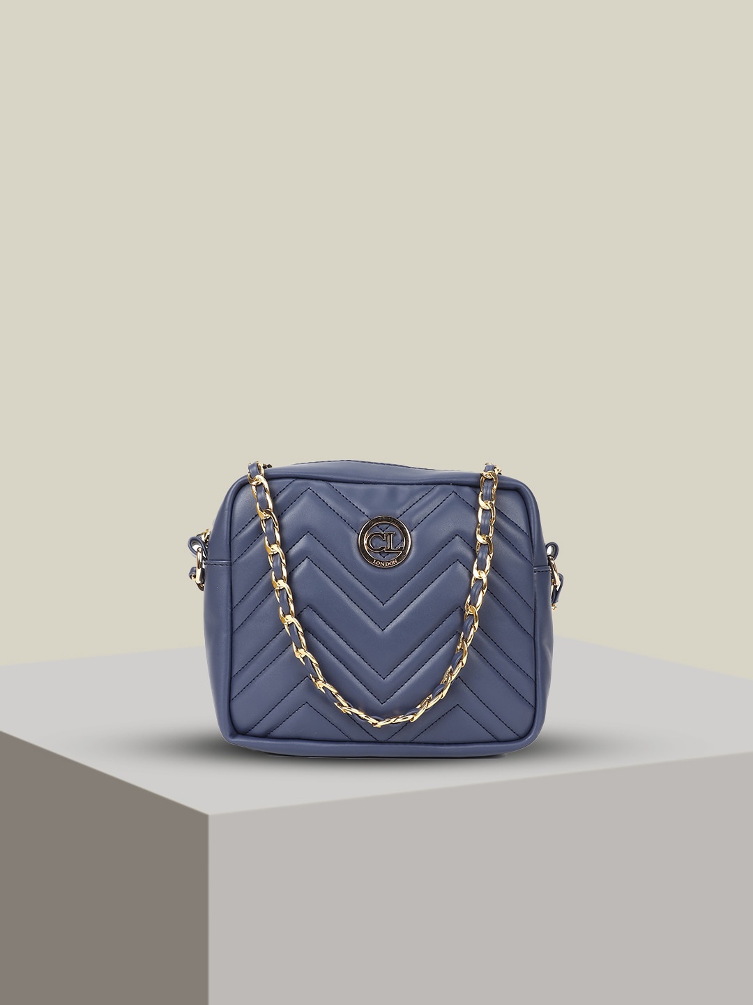 

Carlton London Structured Sling Bag, Navy blue