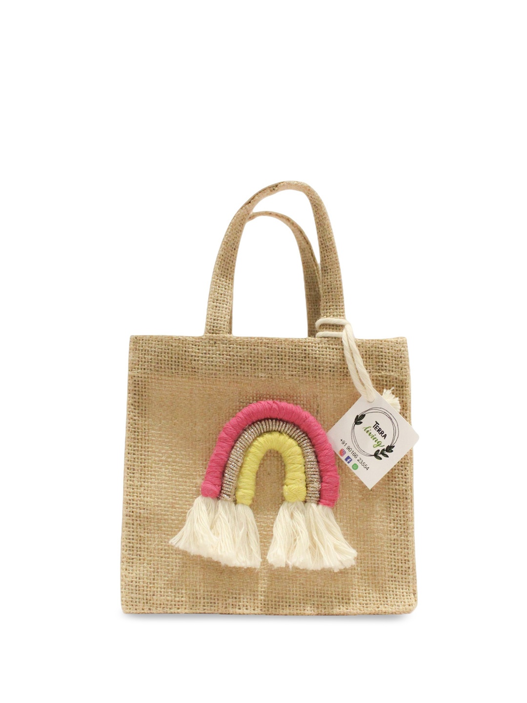 Terra Living Rainbow Shopper Tote Bag, Beige