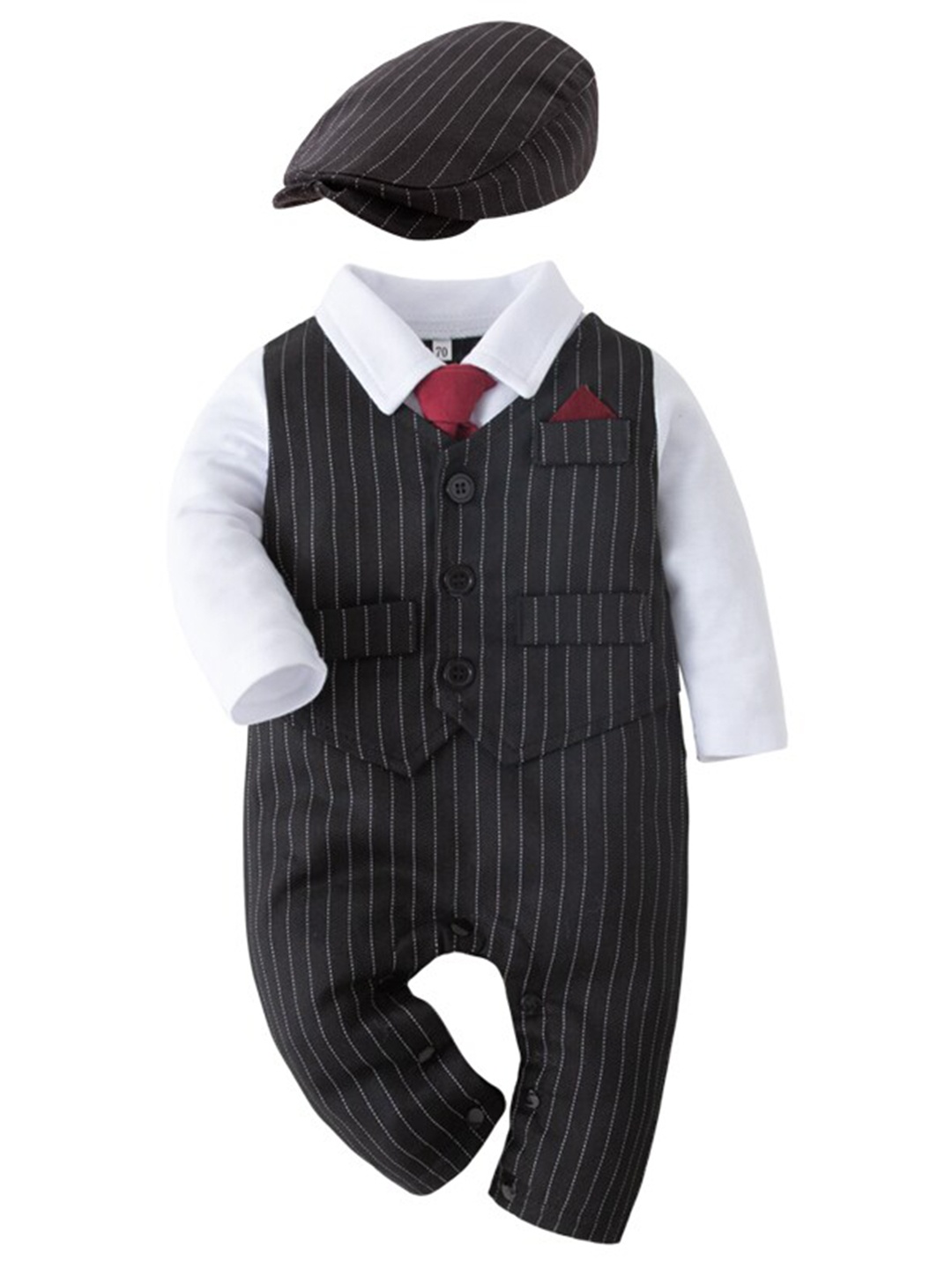 

StyleCast Boys Striped Single-Breasted Five-Piece Suit, Black