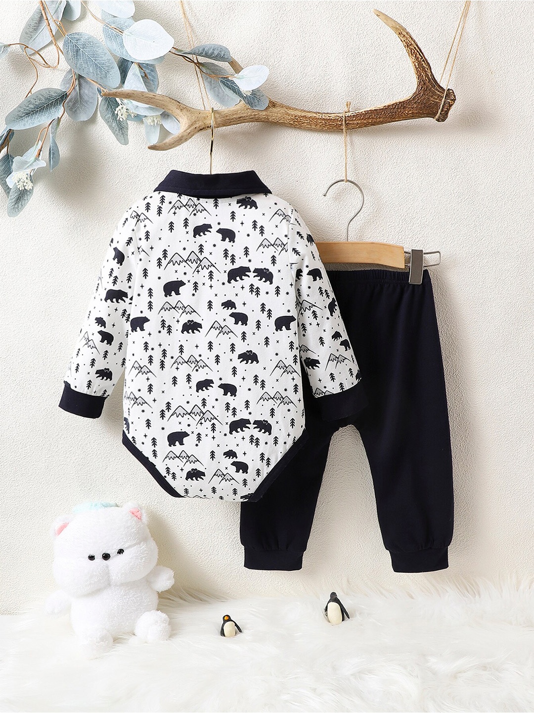 

StyleCast Boys Printed Romper with Trousers, Black