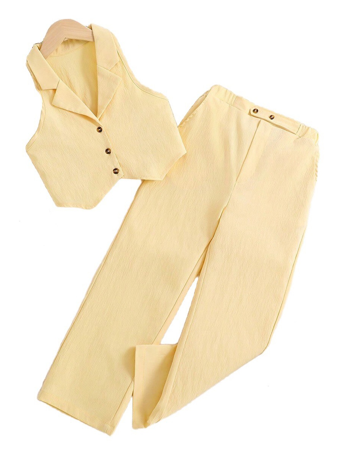 

StyleCast Girls Yellow Shawl Neck Waistoat With Palazzos