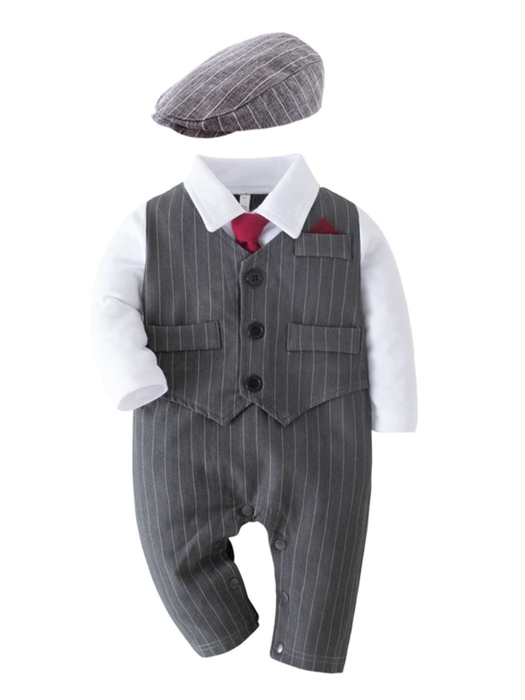

StyleCast Boys 3 Piece Striped Shirt & Trousers Suit, Grey
