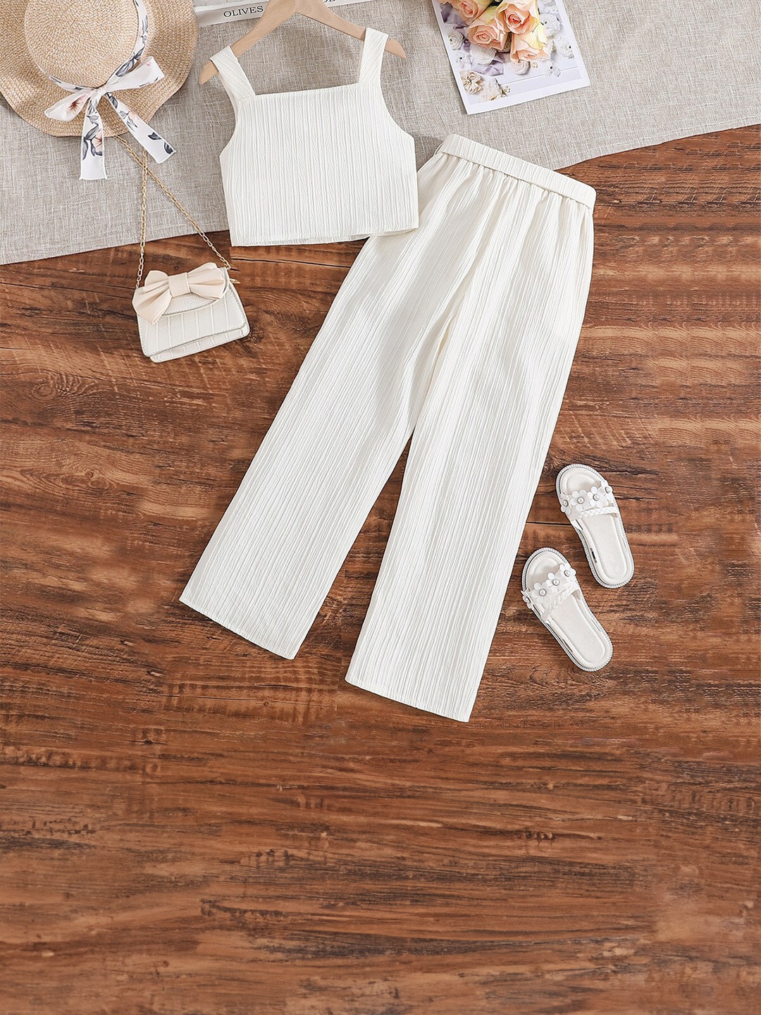 

StyleCast Girls White Embroidered Top with Palazzos