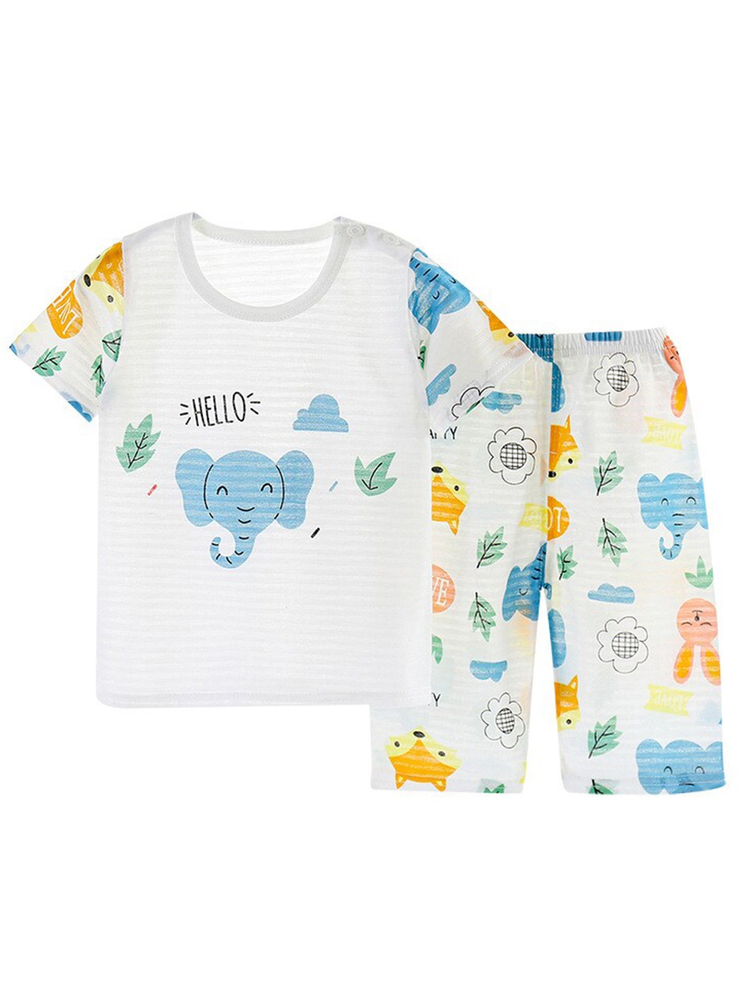 

StyleCast Blue Boys Printed Top with Shorts, White