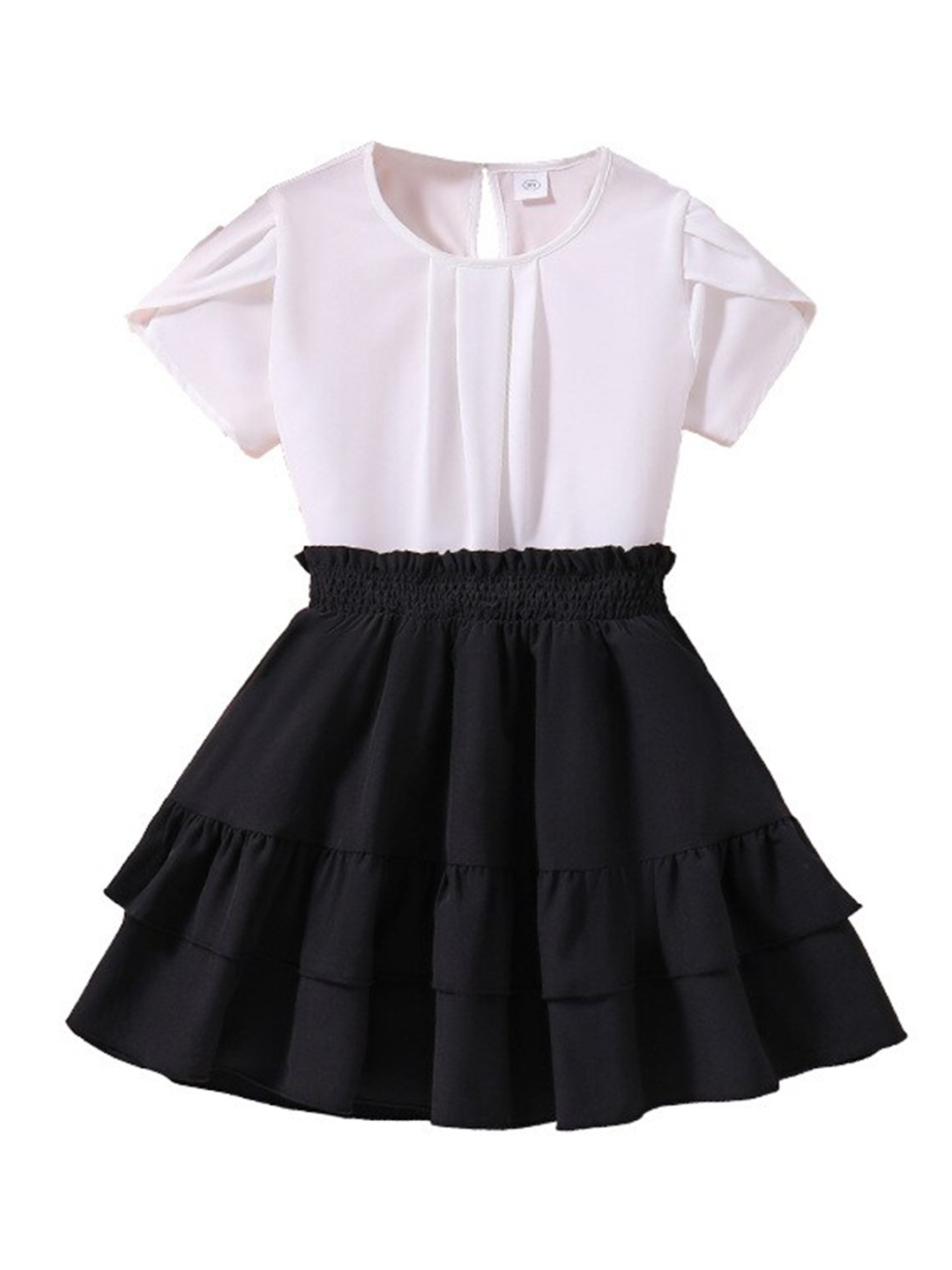 

StyleCast Girls White Round Neck Top with Skirt