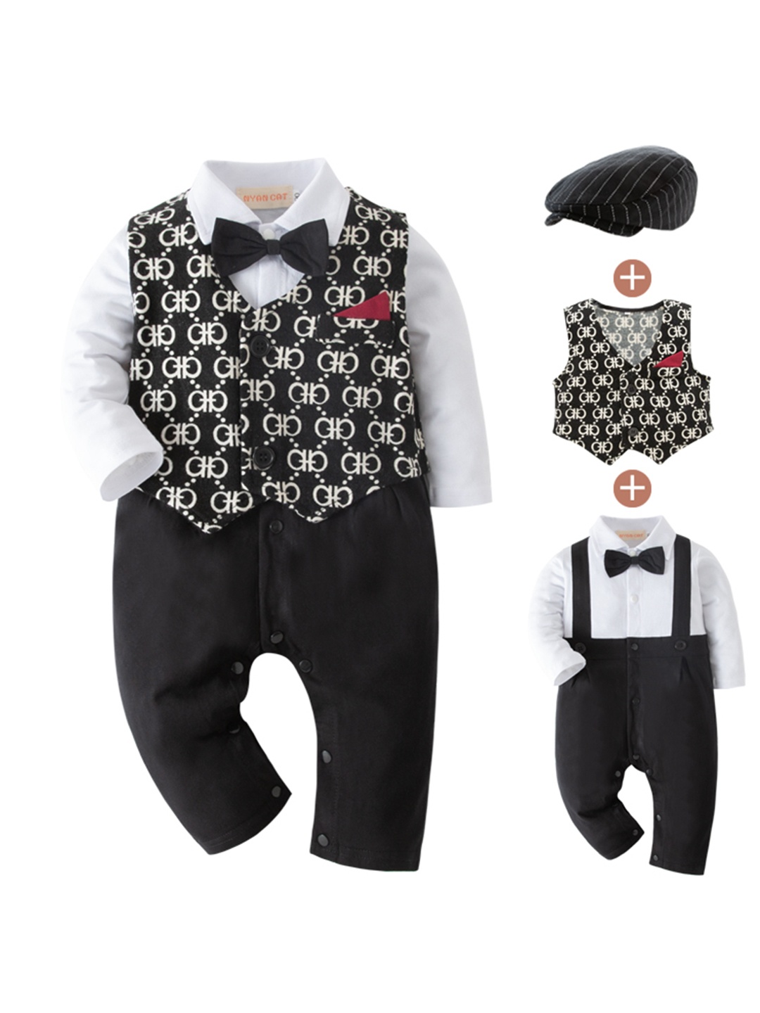 

StyleCast Boys Printed Single-Breasted Five-Piece Suit, Black