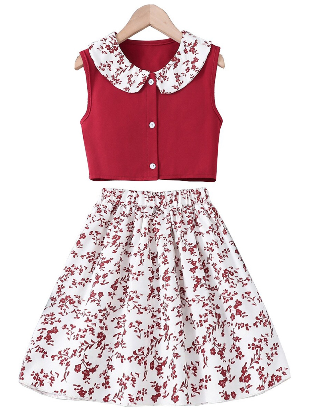 

StyleCast Red Girls Printed Top with Skirt