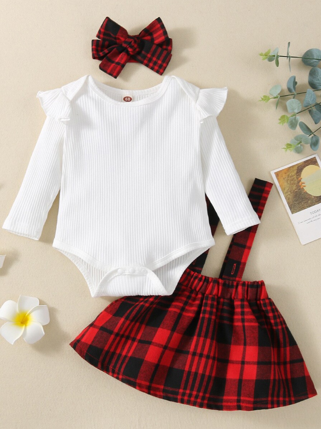 

StyleCast Infants Girls White & Red Round Neck Top With Skirt