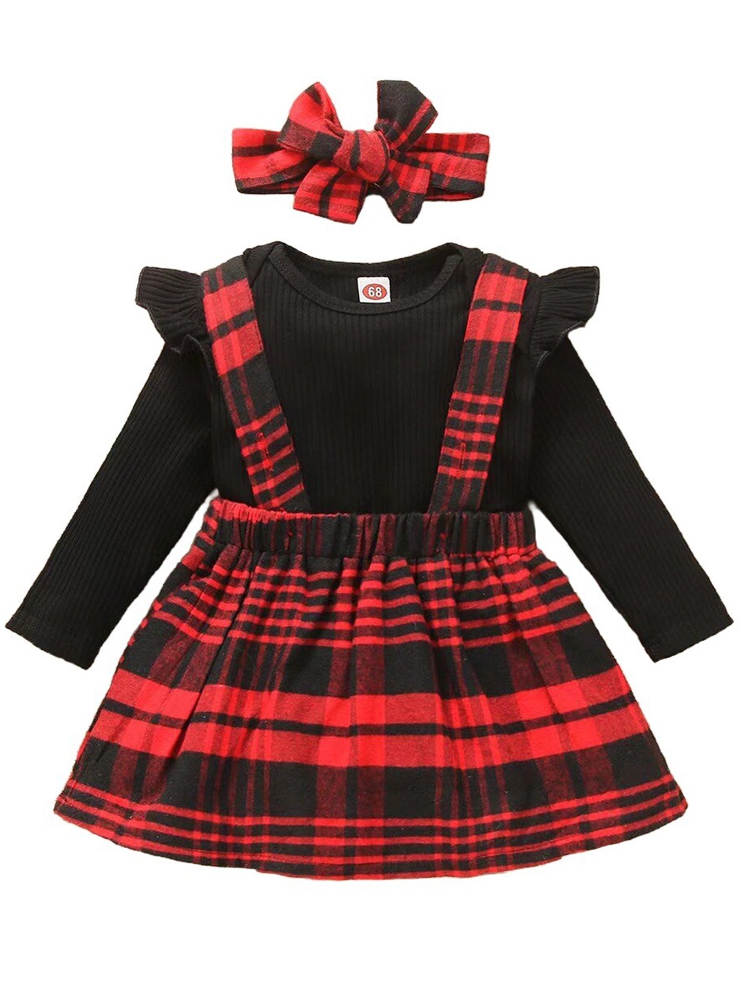 

StyleCast Girls Black And Red Checked Top with Skirt