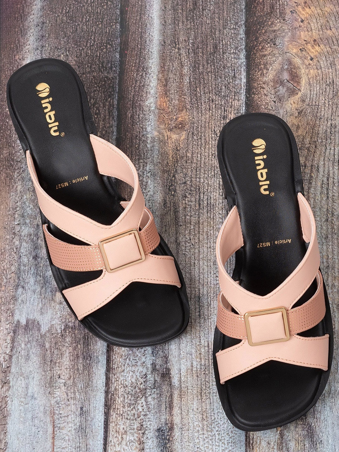 

Inblu Open Toe Block Heels, Pink