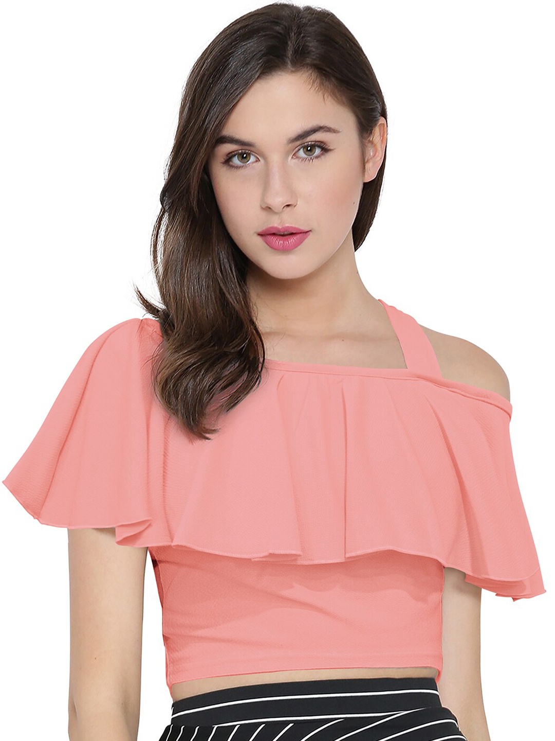 

Sitanjali Cape Sleeve Bardot Crop Top, Peach