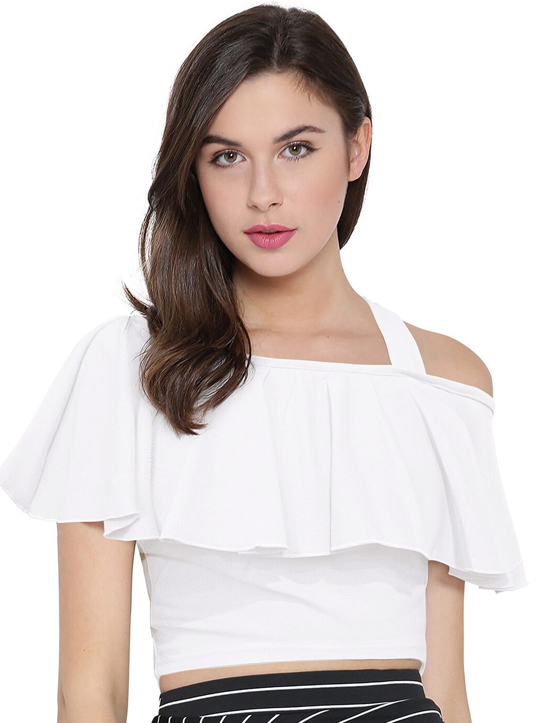 

Sitanjali Cape Sleeve Bardot Crop Top, White