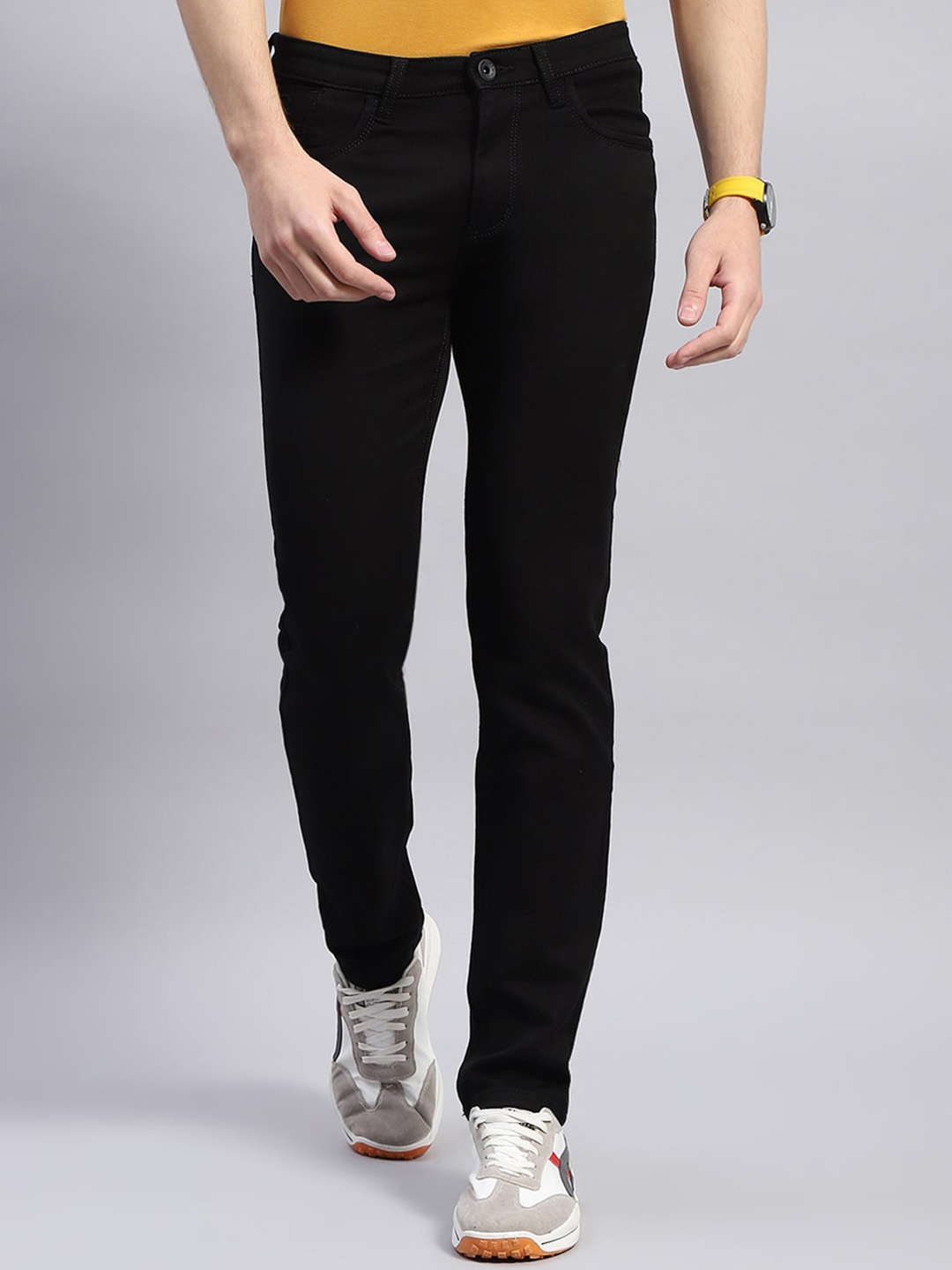 

Monte Carlo Men Narrow Slim Fit Stretchable Jeans, Black