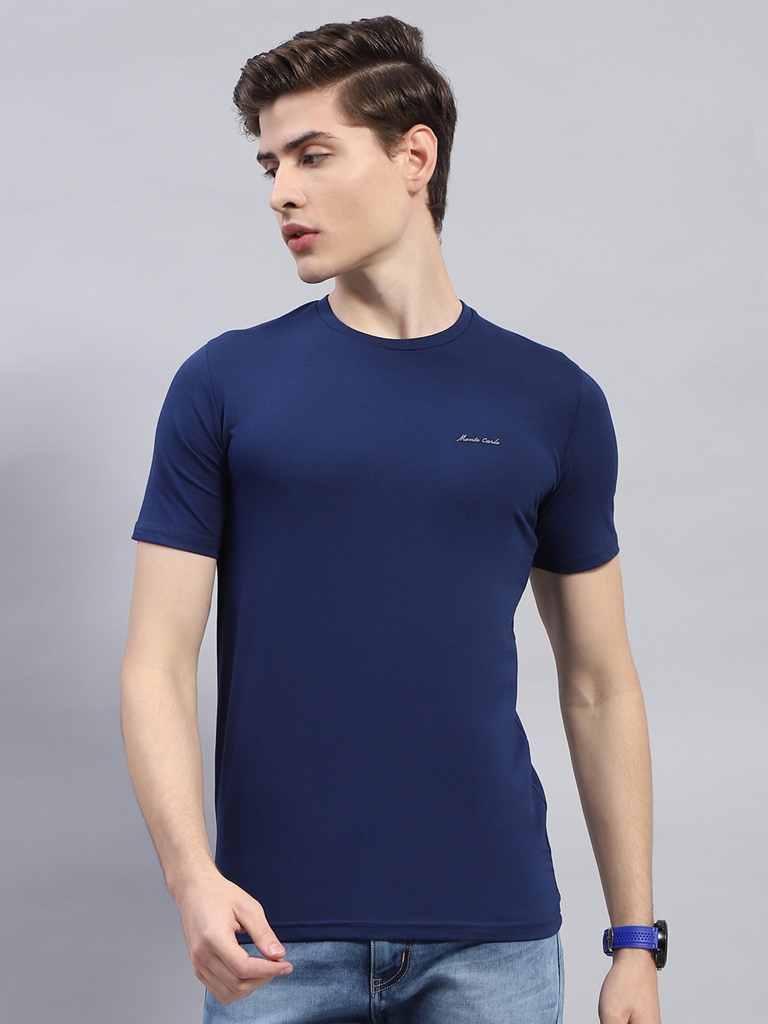 

Monte Carlo Round Neck Casual T-shirt, Blue