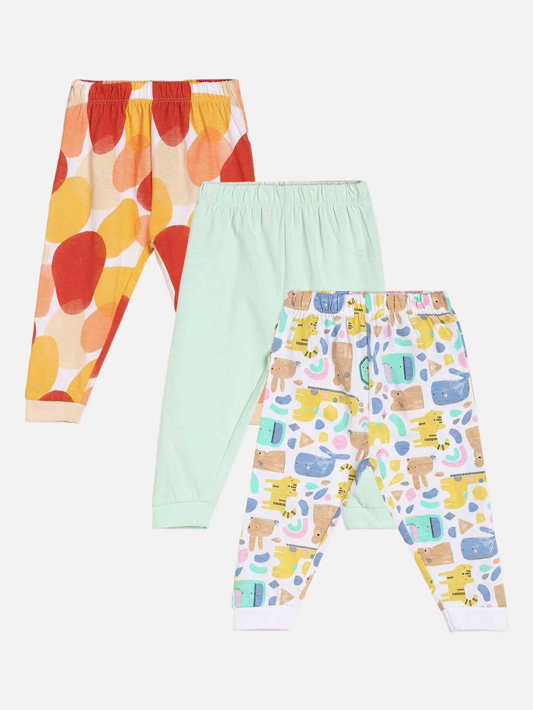 

MINI KLUB Infant Boys Pack of 3 Printed Pure Cotton Joggers, White