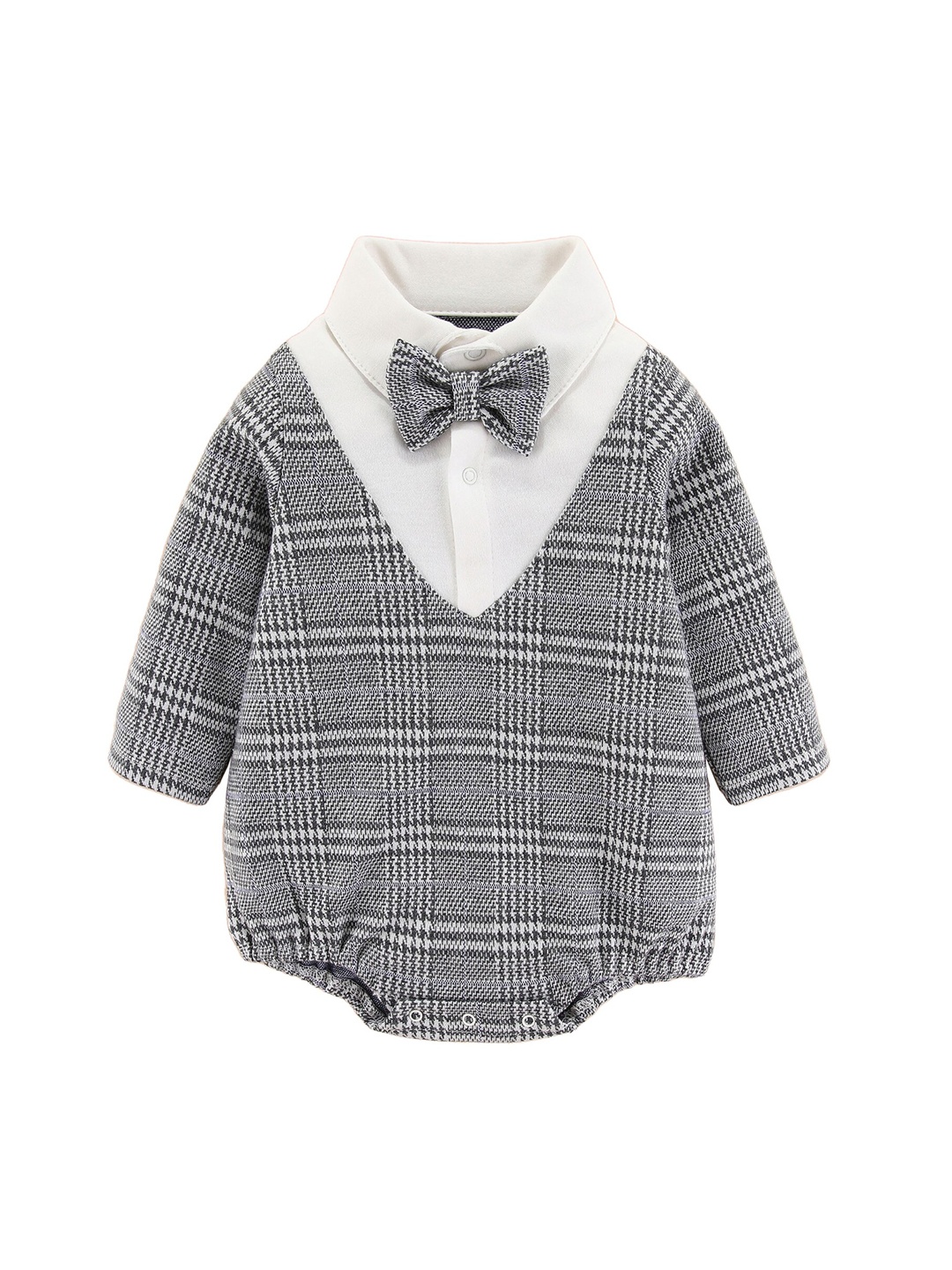 

StyleCast Boys Checked Cotton Rompers, Grey