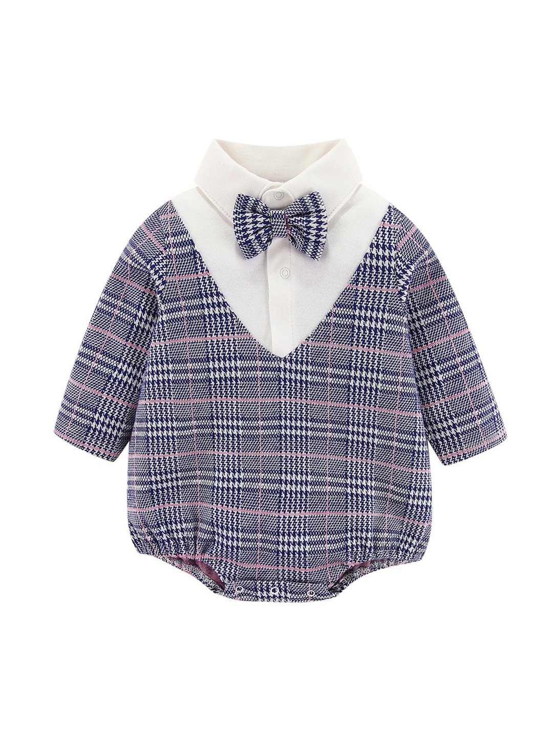 

StyleCast Infant Boys Purple Checked Long Sleeves Cotton Bodysuit