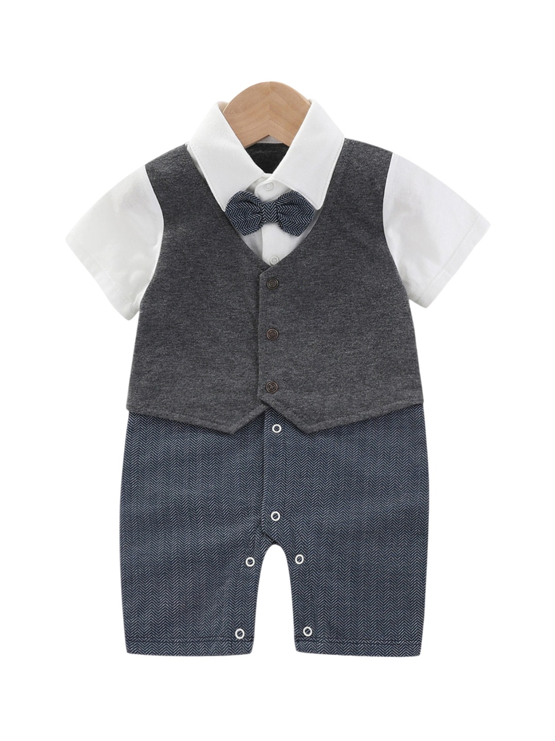 

StyleCast Boys Colourblocked Pure Cotton Rompers, Navy blue
