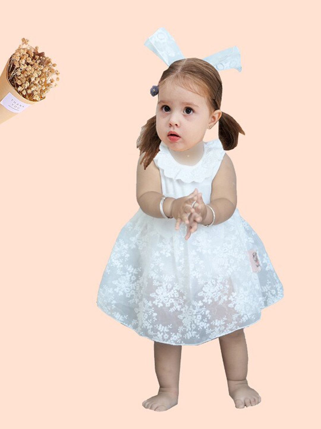 

StyleCast Girls Embroidered Fit & Flare Dress With A Bow, White