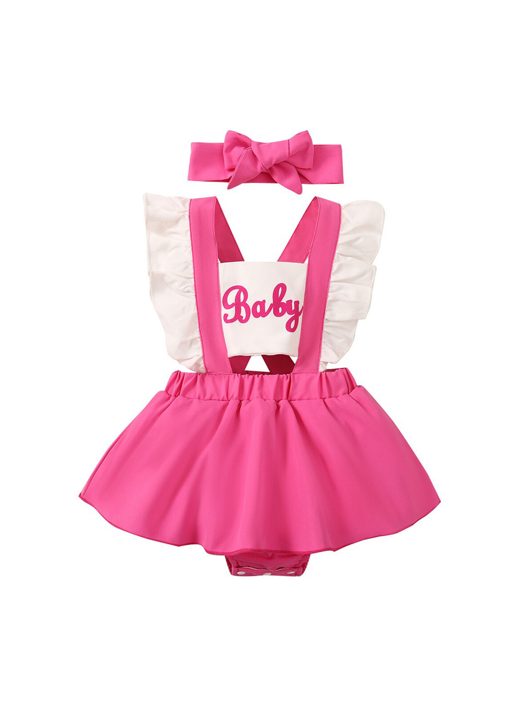 

StyleCast Girls Printed Rompers with Headband, Pink
