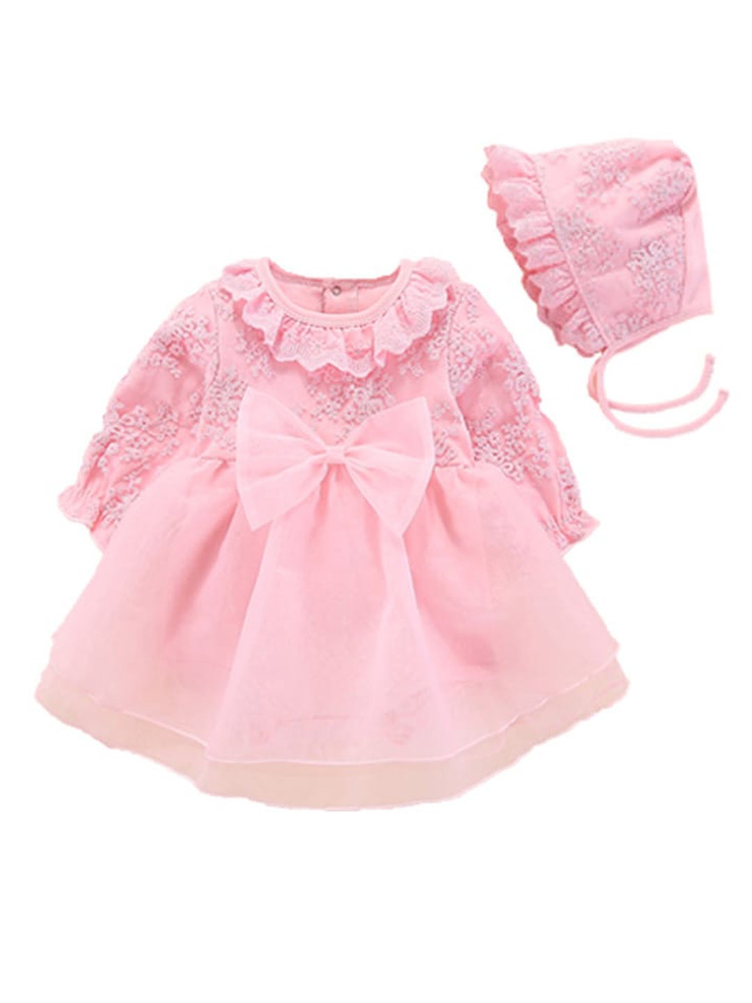 

StyleCast Kids-Girls Self Design Dress Style Rompers Comes With A Cap, Pink