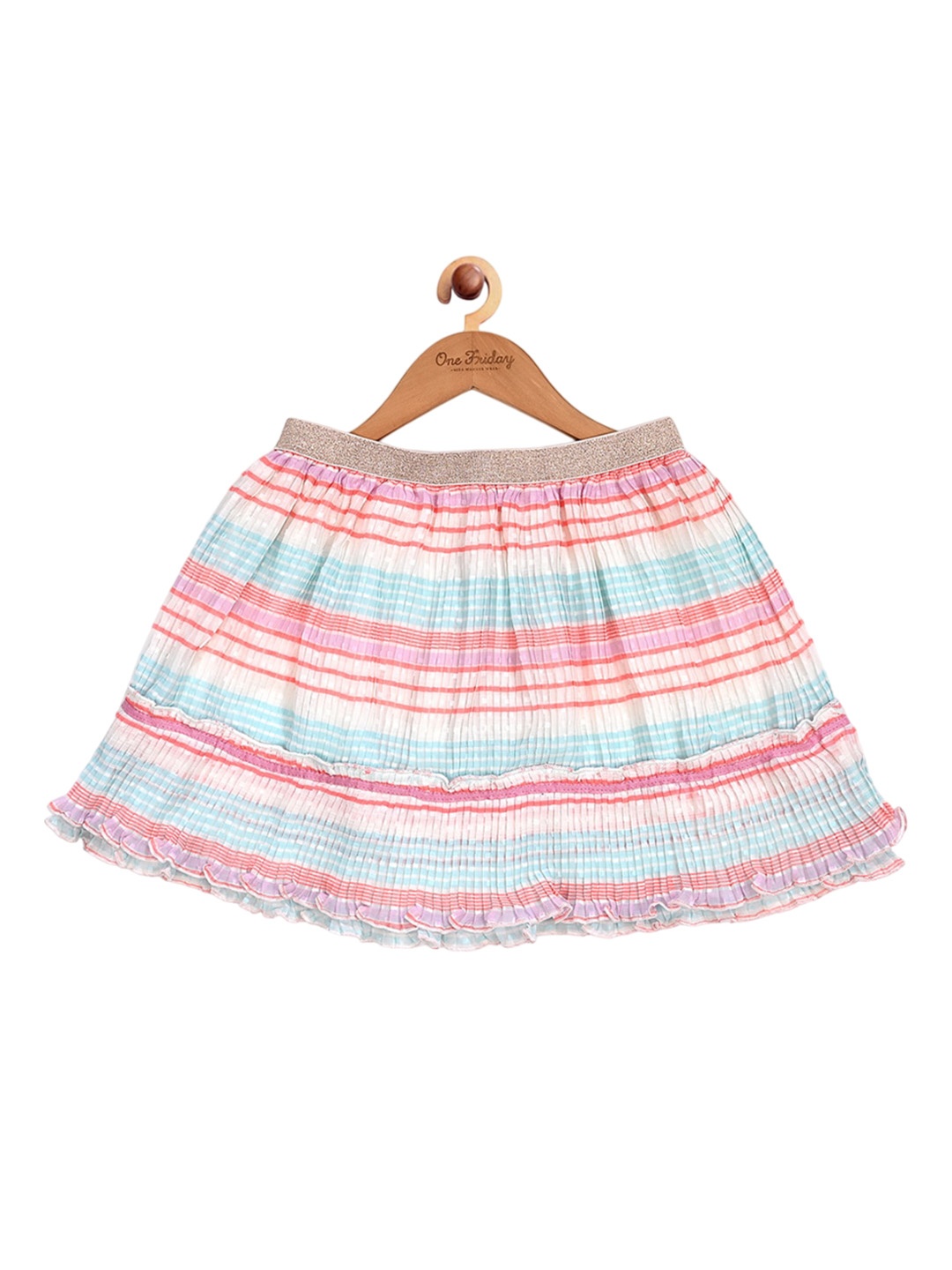 

One Friday Kids-Girls A-Line Striped Pleated Skirt, Pink