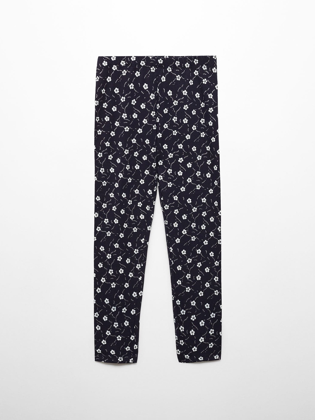 

Mango Kids Girls Mid-Rise Floral Print Stretchable Leggings, Navy blue