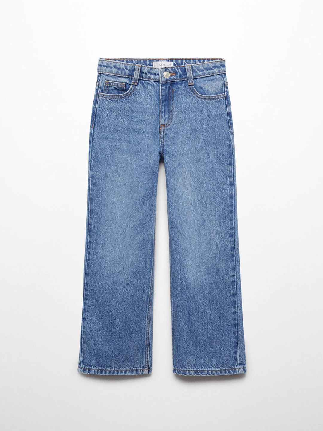 

Mango Kids Girls Pure Cotton Wide Leg Light Fade Jeans, Blue