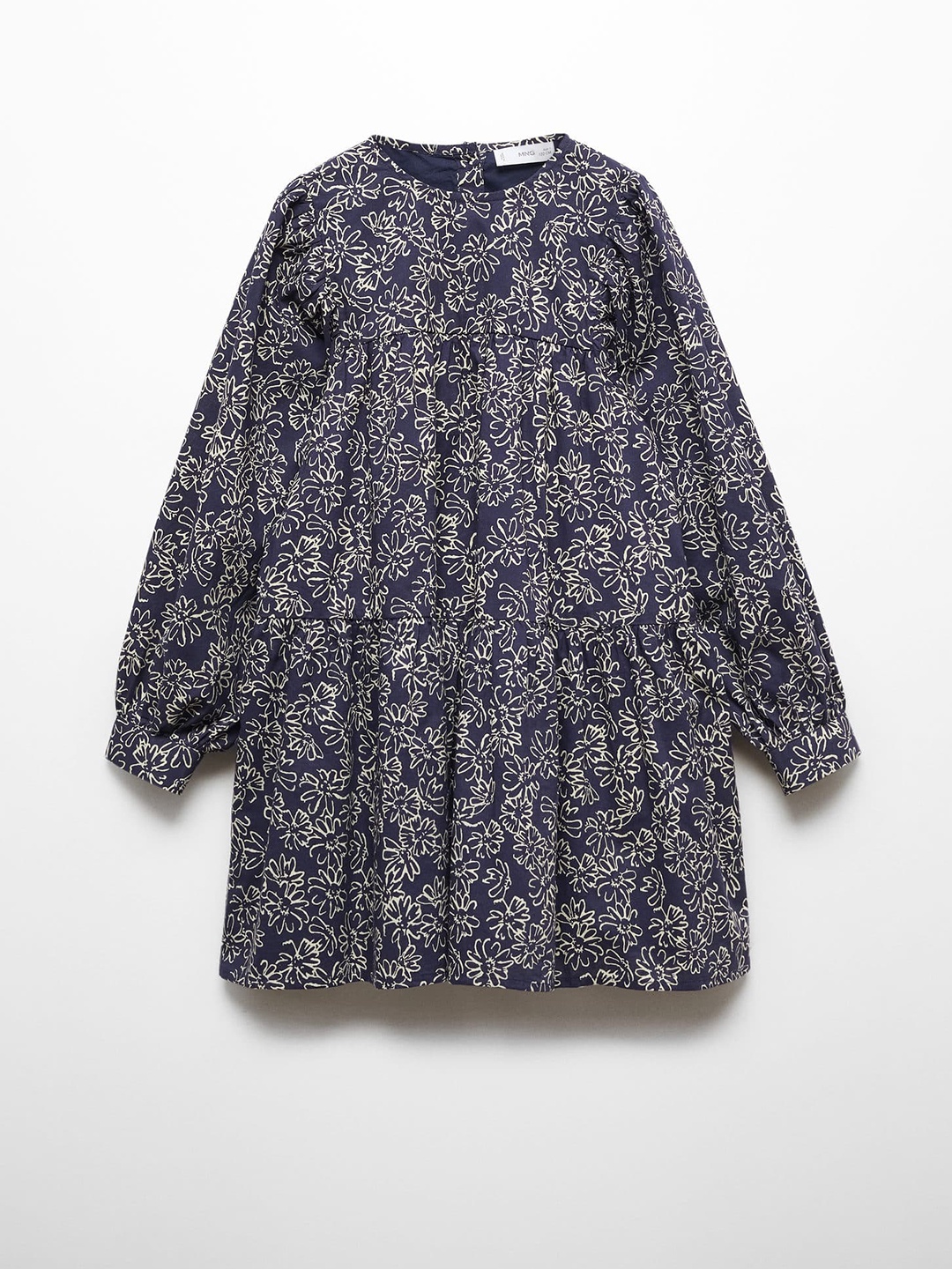 

Mango Kids Girls Floral Print Cotton A-Line Dress, Navy blue