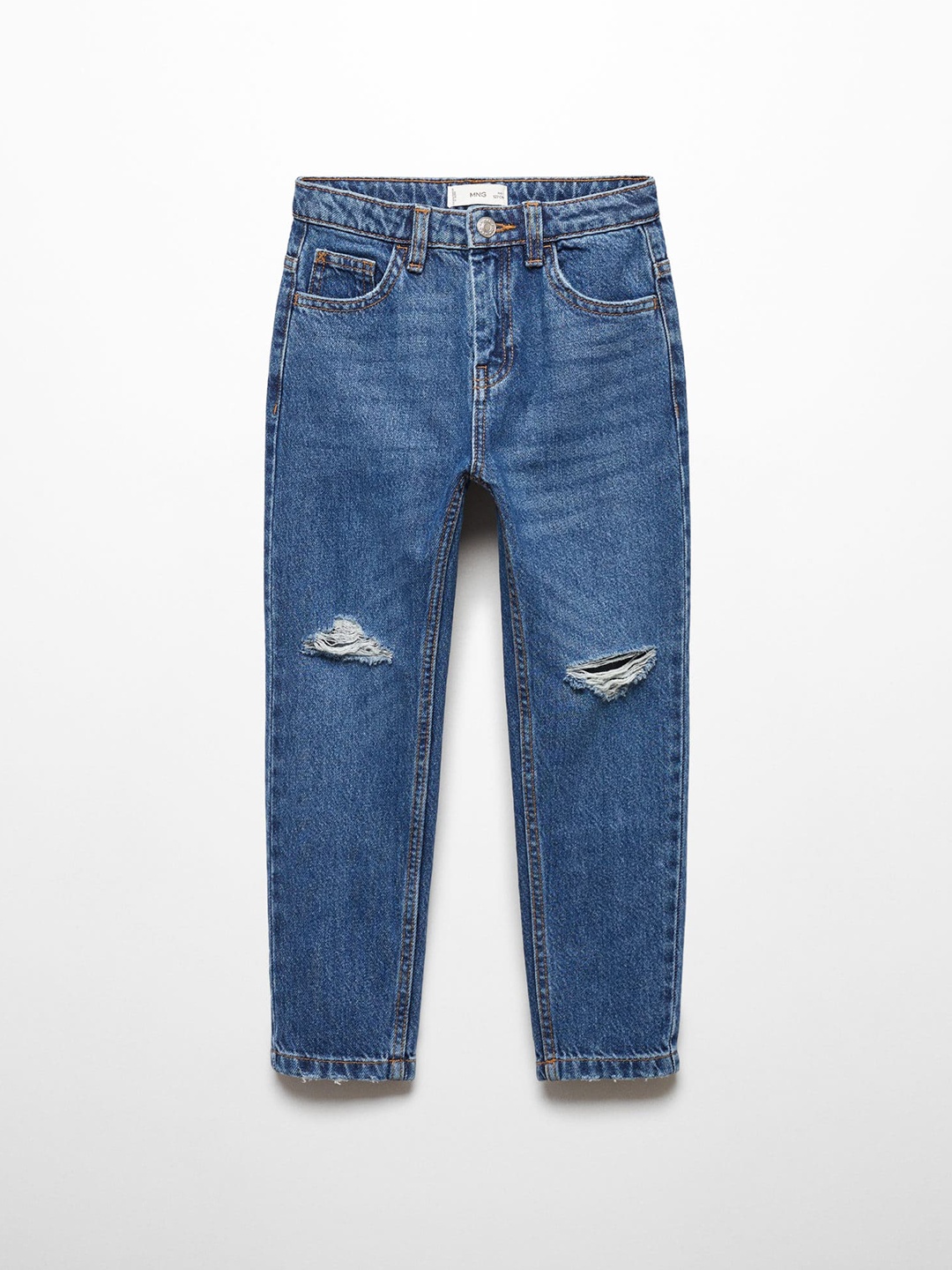 

Mango Kids Boys Cotton Slash Knee Light Fade Jeans, Blue