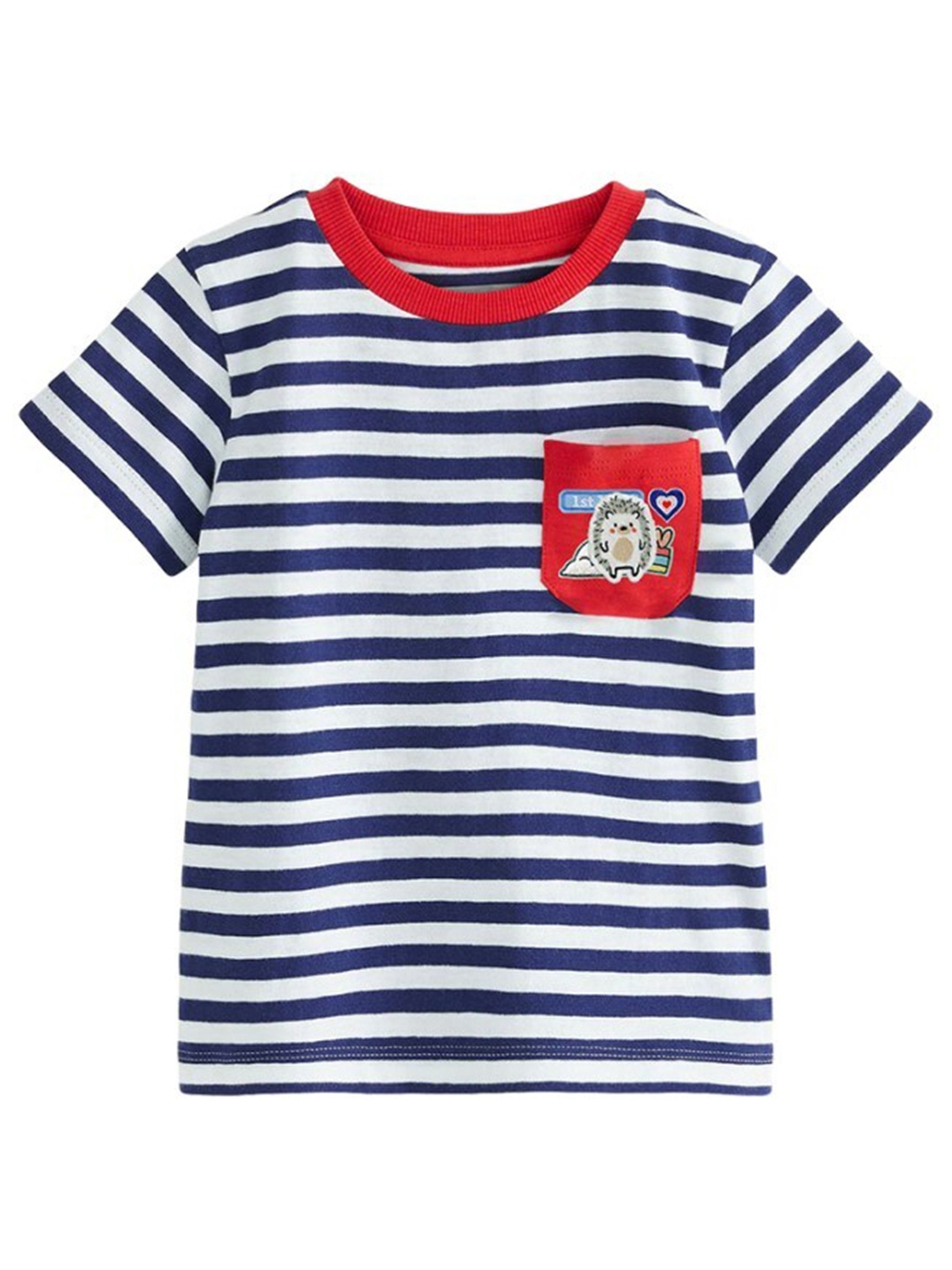 

StyleCast Navy Blue Girls Striped Cotton T-shirt